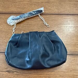Chic Black Leather Clutch Handbag